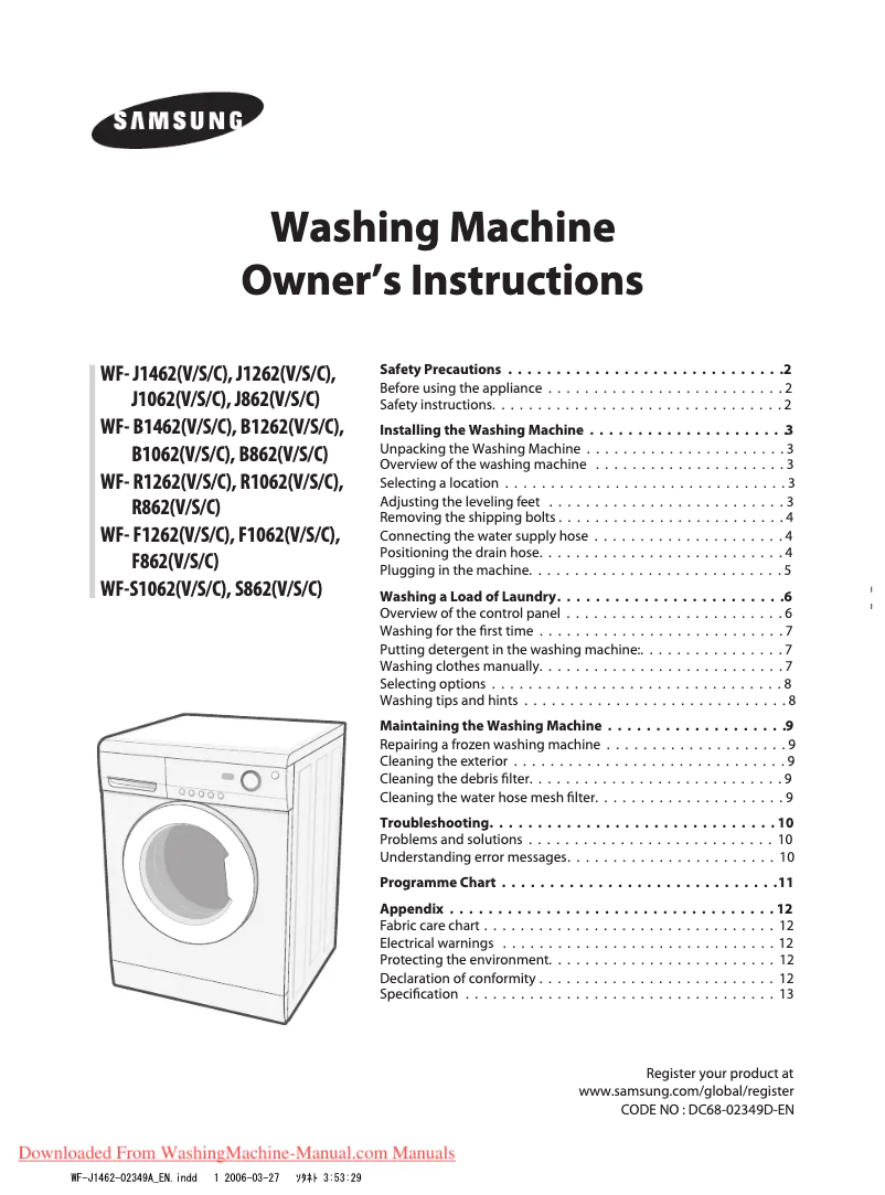 Página 1 del manual Manual de usuario Samsung WF-J862