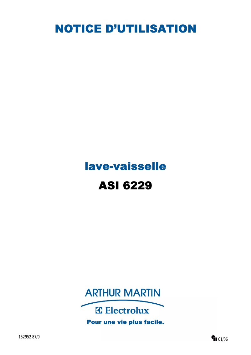 Page n°1 - Manuel utilisateur Arthur Martin-Electrolux ASI 6229 ALU