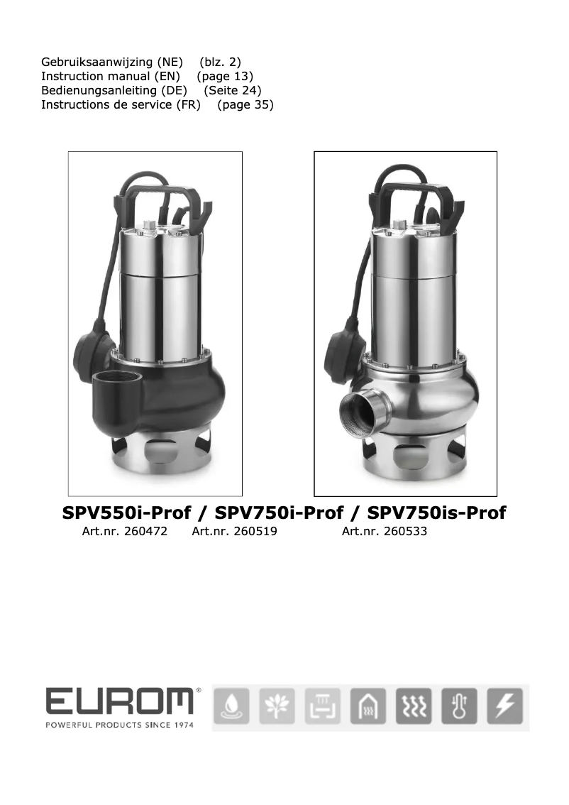 Page n°1 - Manuel utilisateur Eurom SPV750is Prof