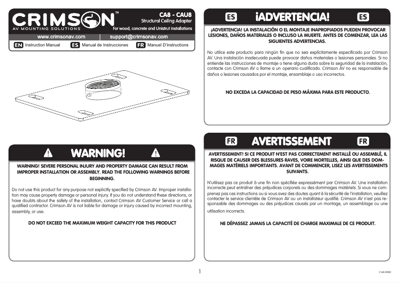 Page n°1 - Manuel utilisateur Crimson CA8