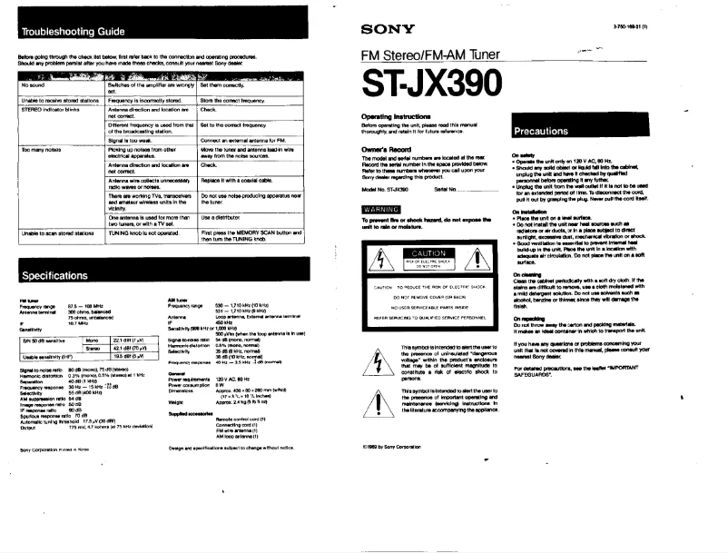 Image de la première page du manuel de l'appareil ST-JX390