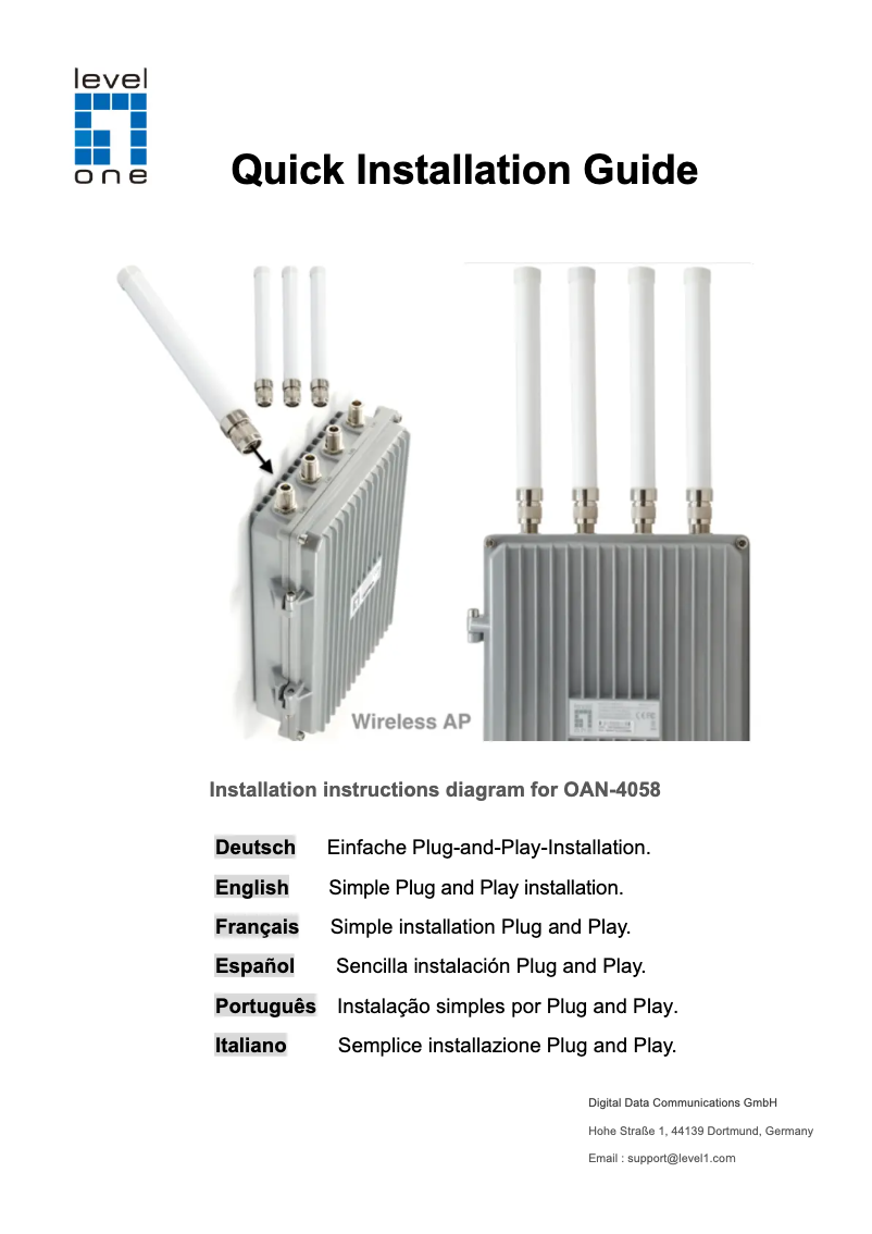 First page image of the manual for OAN-4058