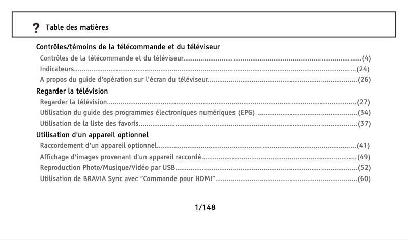 Page 1 de la notice Manuel utilisateur Sony Bravia KDL-40Z5810