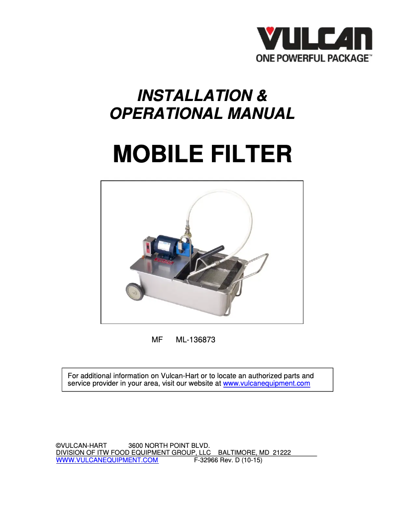 Page 1 de la notice Manuel utilisateur Vulcan MF-1