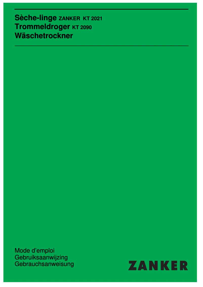 Page 1 de la notice Manuel utilisateur Zanker KT 2021