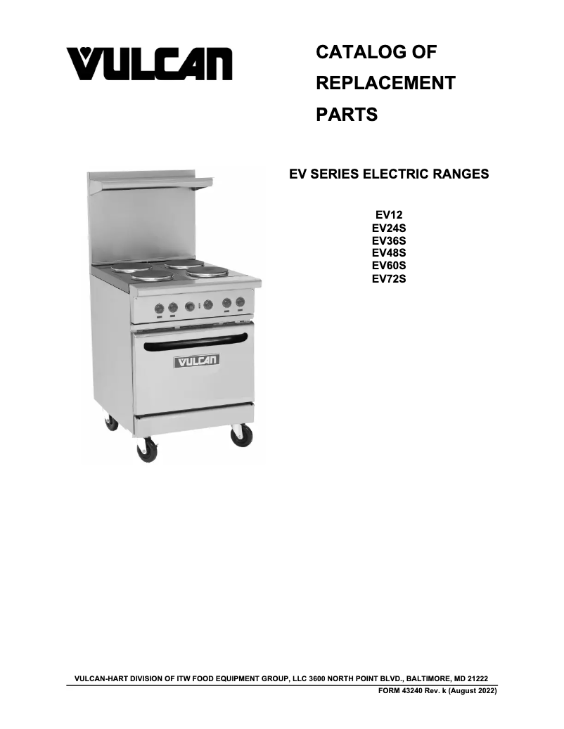 Page 1 de la notice Catalogue Vulcan EV12