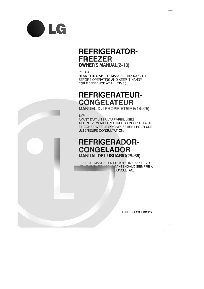 Page 1 de la notice Manuel utilisateur LG GR-T502ZV