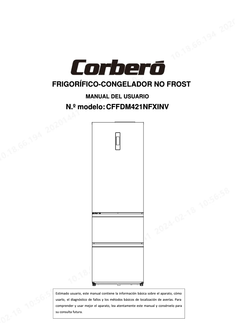 Page 1 de la notice Manuel utilisateur Corbero CFFDM421NFXINV