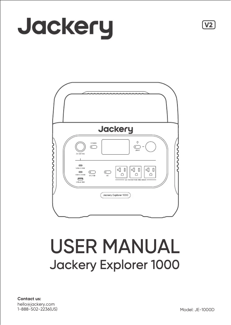 Page n°1 - Manuel utilisateur Jackery Explorer 1000