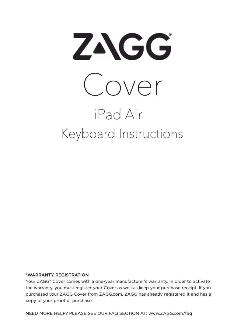 Image de la première page du manuel de l'appareil ZAGGkeys Cover