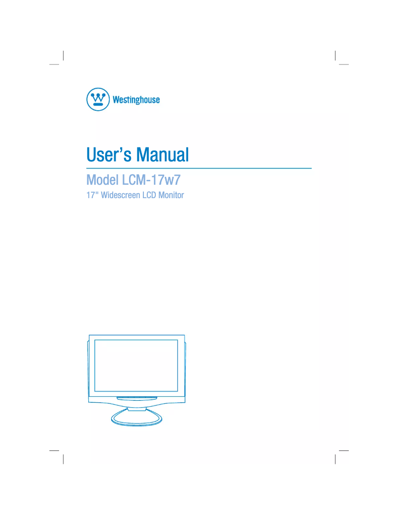 Page n°1 - Manuel utilisateur Westinghouse LCM-17w7