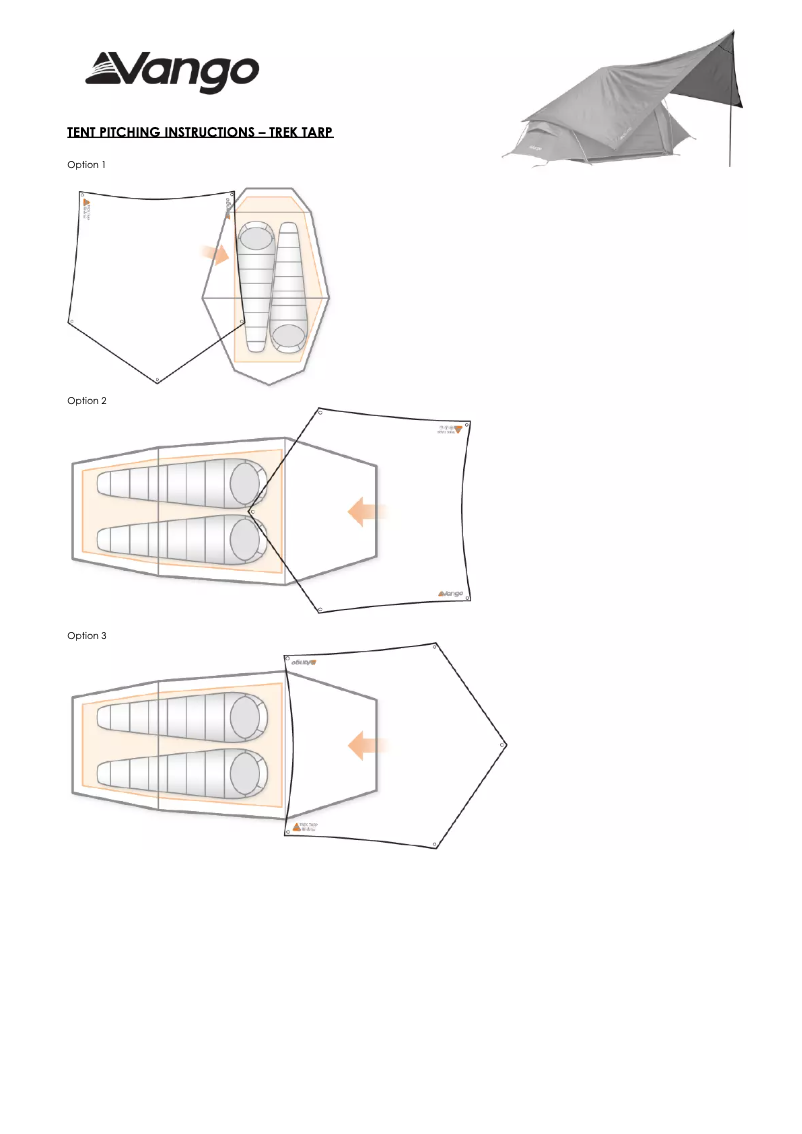 Page 1 de la notice Manuel utilisateur Vango Trek Tarp