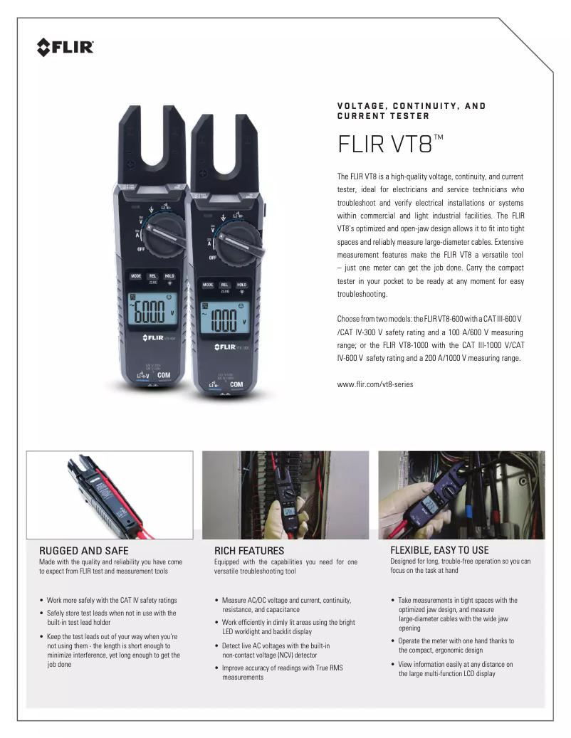 Page 1 de la notice Fiche technique FLIR VT8-600