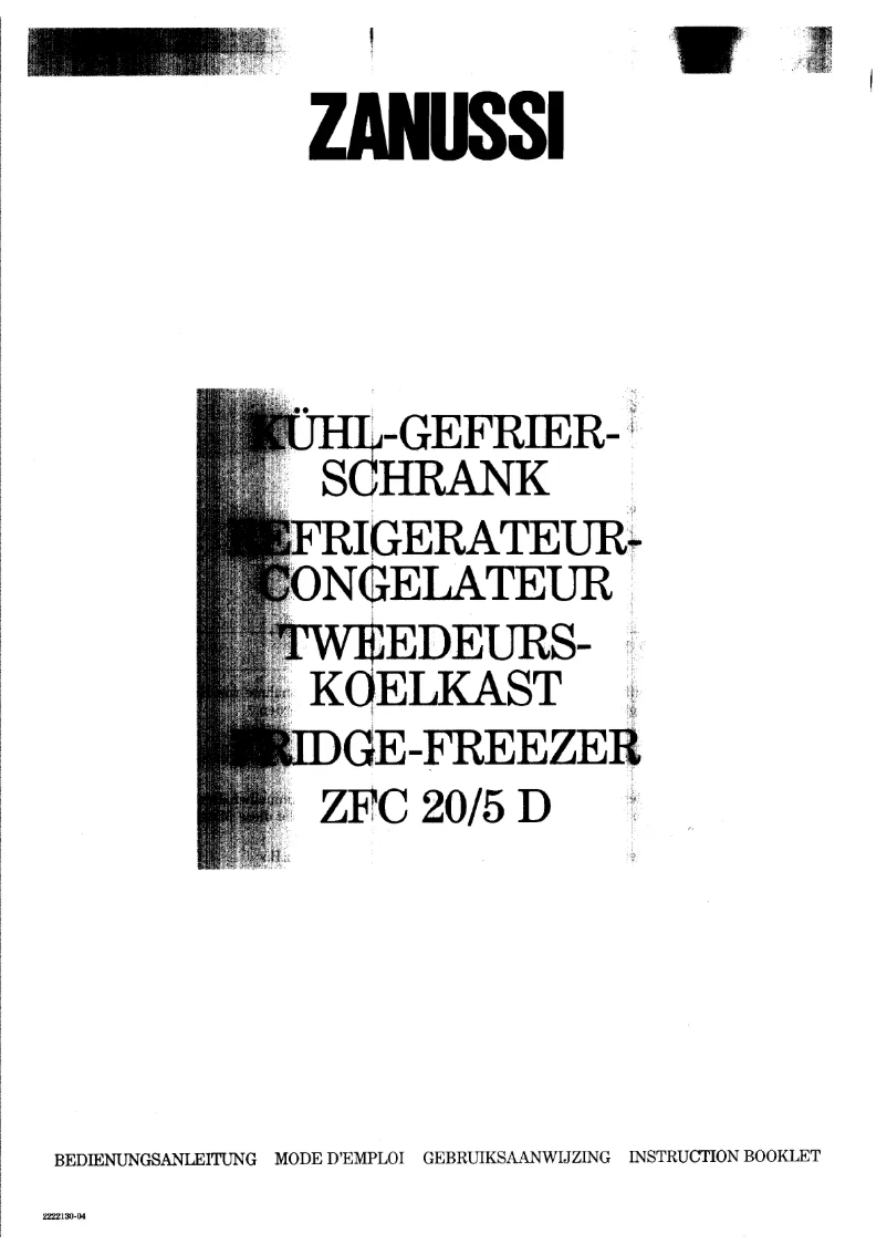 Page 1 de la notice Manuel utilisateur Zanussi ZFC 20 8rd