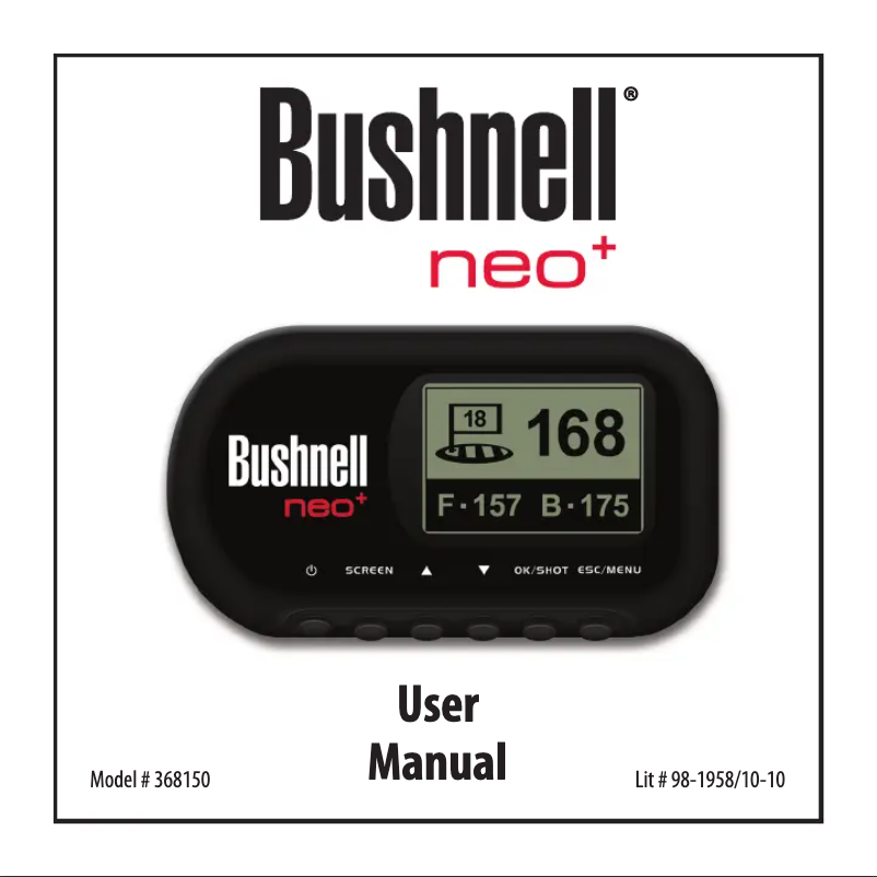 Page 1 de la notice Manuel utilisateur Bushnell Neo+