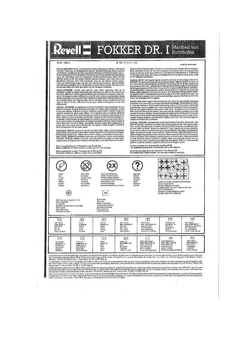 Page 1 de la notice Manuel utilisateur Revell Fokker Dr.I Richthofen