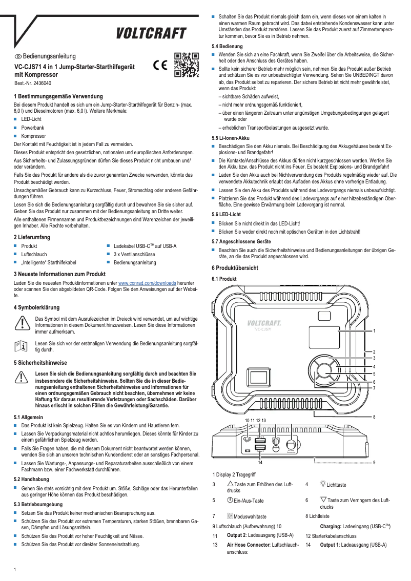 Image de la première page du manuel de l'appareil VC-CJS71