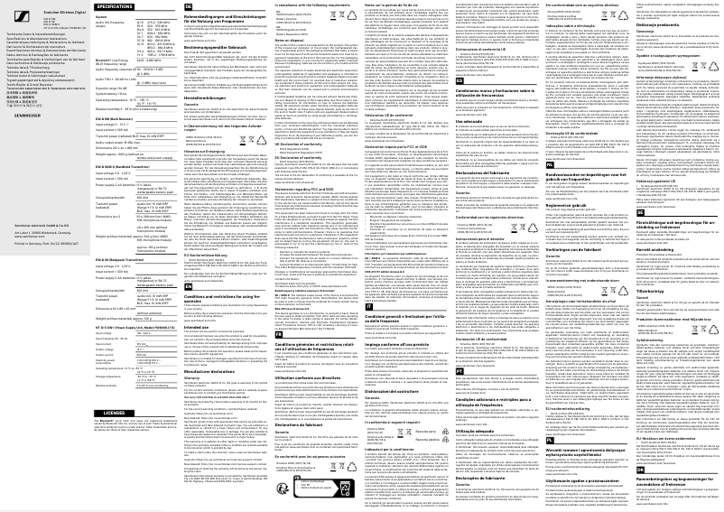 Page 1 de la notice Instructions de sécurité Sennheiser Evolution Wireless Digital