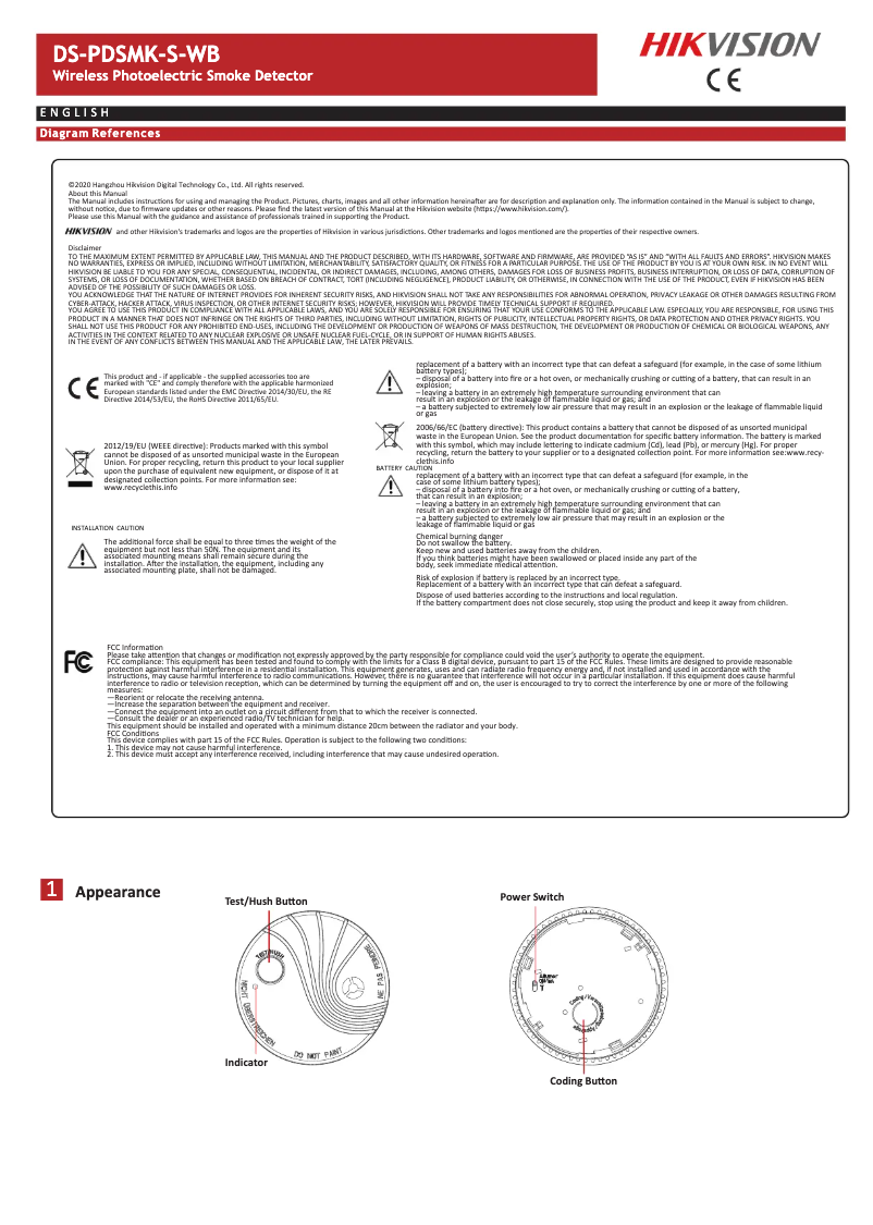 Page n°1 - Manuel utilisateur Hikvision DS-PDSMK-S-WB