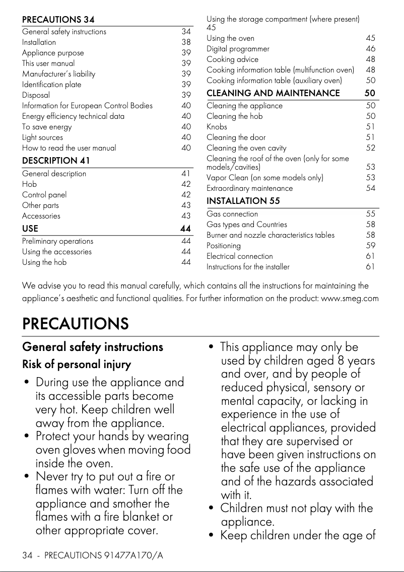 Page 1 de la notice Brochure Smeg TR4110X-1