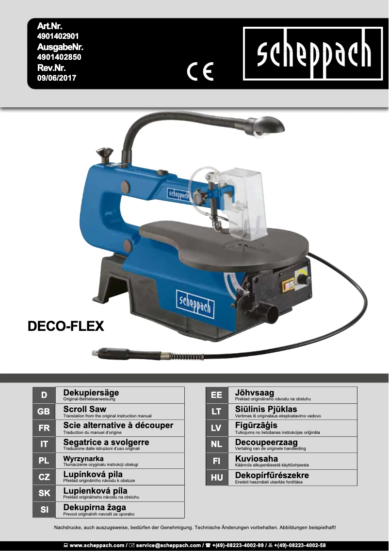 Page 1 de la notice Manuel utilisateur Scheppach Deco-Flex
