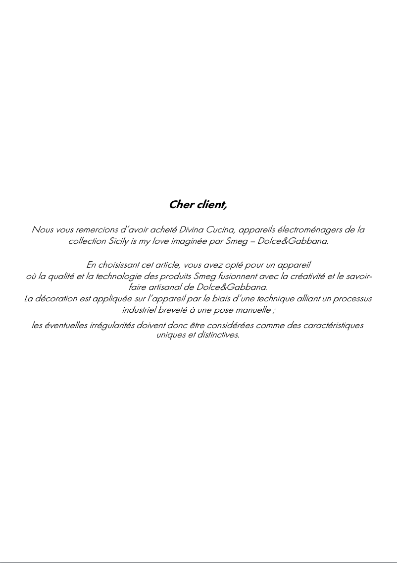 Page 1 de la notice Manuel utilisateur Smeg FAB5RDG