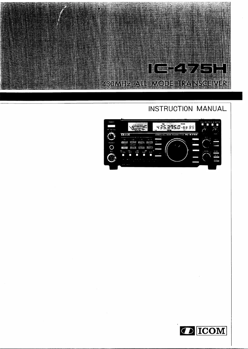 Image de la première page du manuel de l'appareil IC-475H
