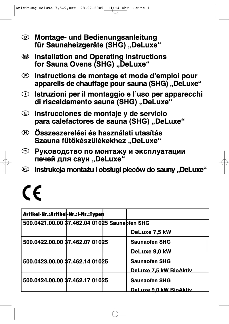 Page 1 de la notice Manuel utilisateur Einhell DeLuxe