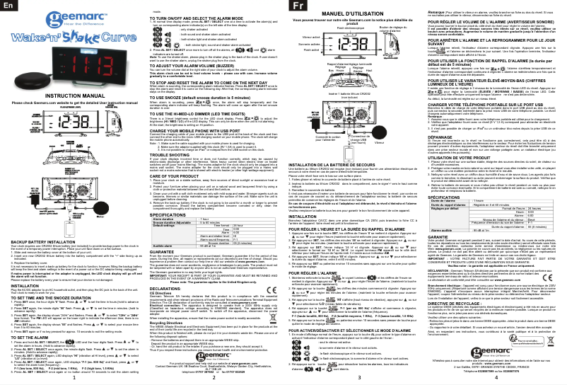 Image de la première page du manuel de l'appareil Wake 'n Shake Curve