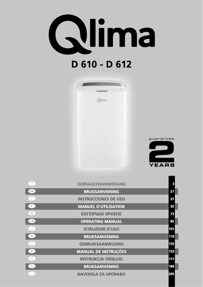 Page 1 de la notice Manuel utilisateur Qlima D612