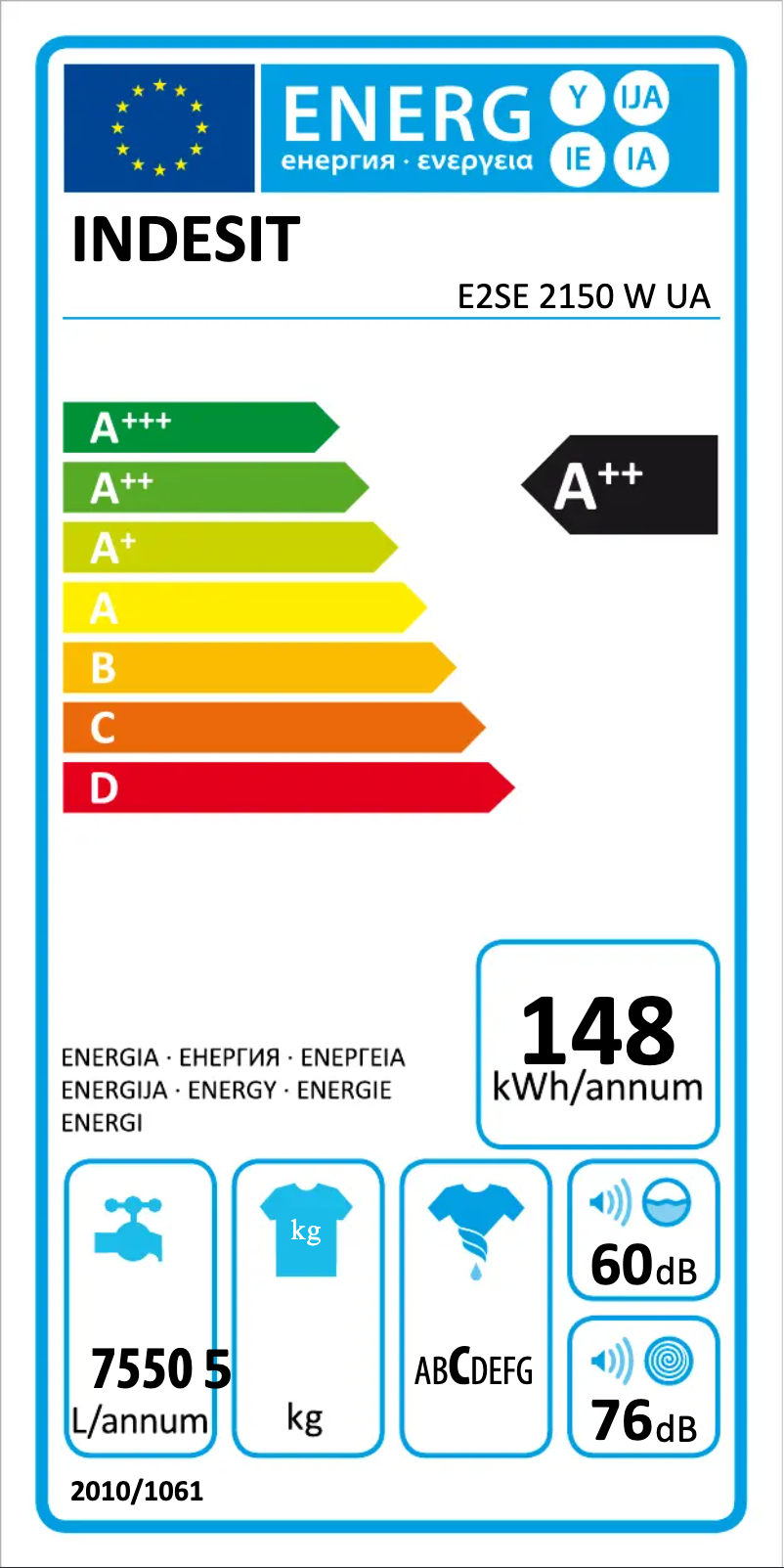 Image de la première page du manuel de l'appareil E2SE 2150 W UA