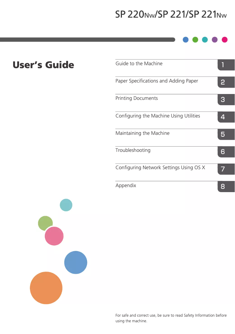 Image de la première page du manuel de l'appareil SP 220Nw