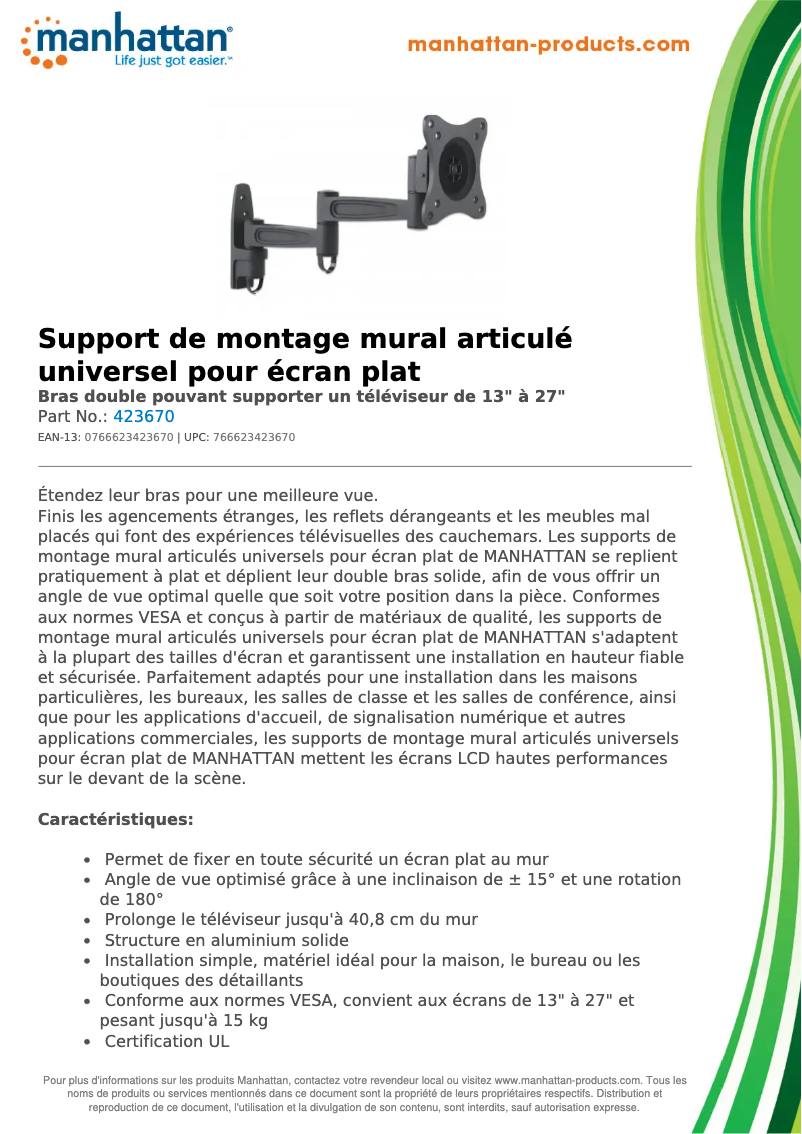 Page n°1 - Fiche technique Manhattan 423670