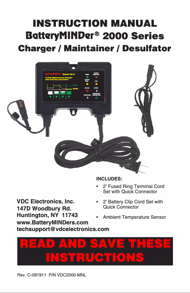 Page n°1 - Manuel utilisateur BatteryMINDer 2012-AGM