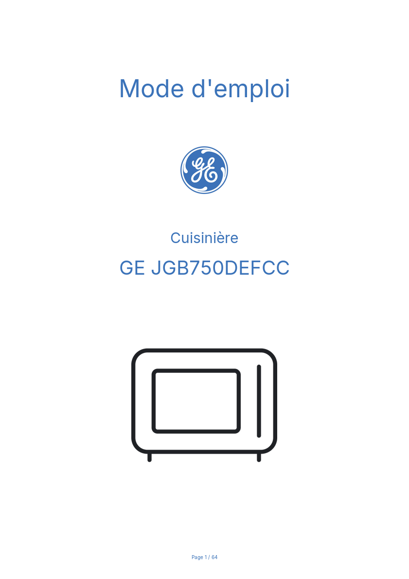 Page n°1 - Mode d'emploi GE JGB750DEFCC