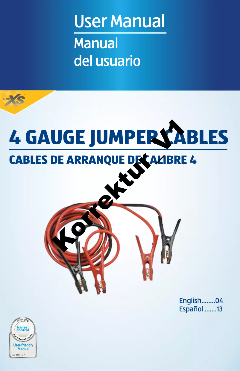 Image de la première page du manuel de l'appareil 4 Gauge Jumper Cables 4 AWG