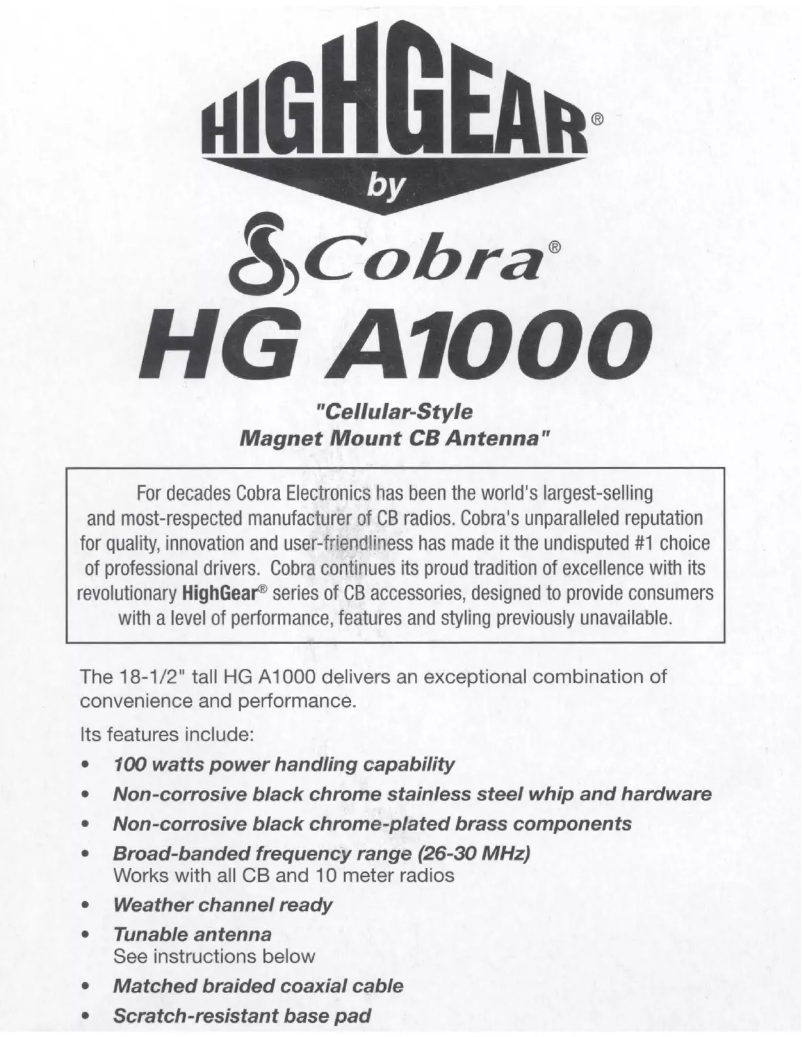 Page 1 of the manual User Manual Cobra HG A1000