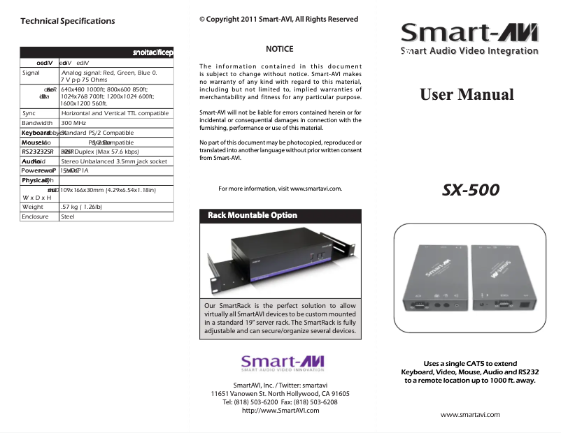 Page n°1 - Manuel utilisateur Smart-AVI SX-TX500S