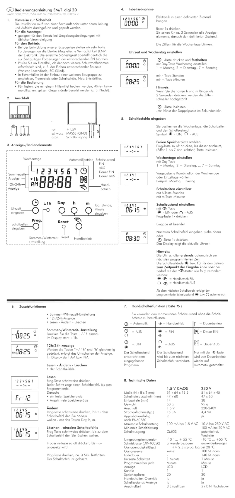 Page 1 de la notice Manuel utilisateur Grässlin EM-1 Digi20