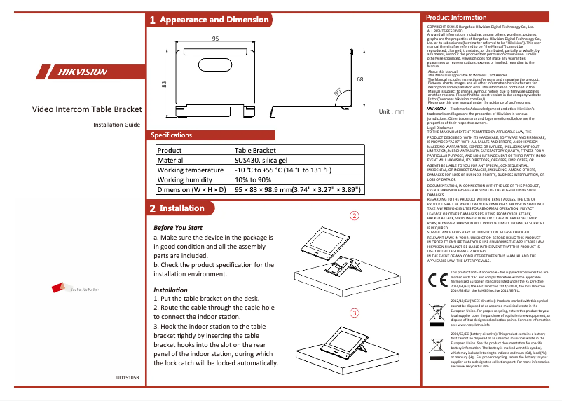 Page n°1 - Manuel utilisateur Hikvision DS-KABH8350-T