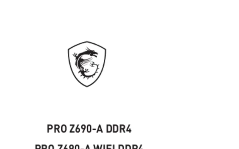 Page n°1 - Manuel utilisateur MSI Pro Z690-A DDR4