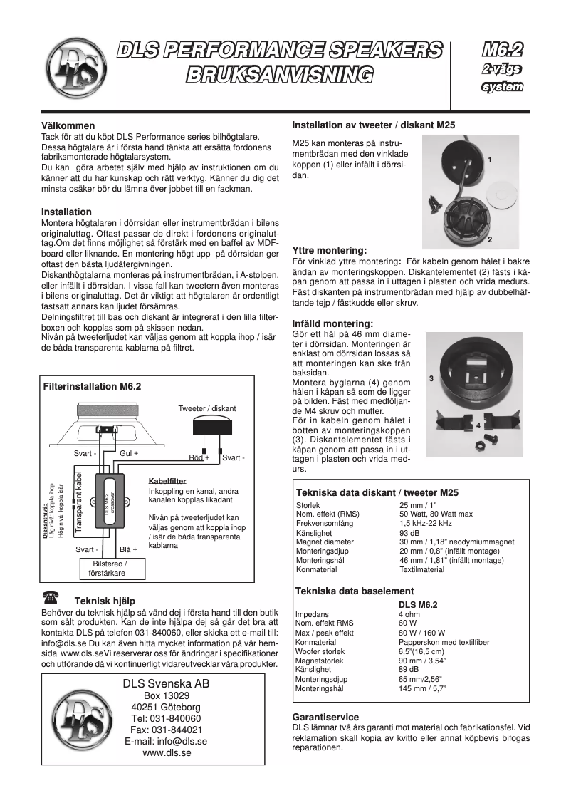 Page n°1 - Manuel utilisateur DLS Performance M6.2