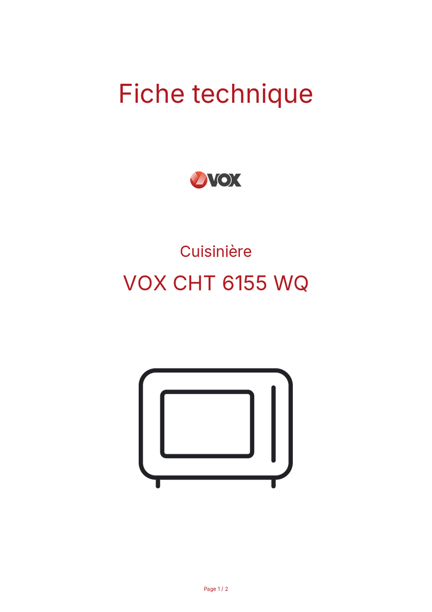 Page n°1 - Fiche technique VOX CHT 6155 WQ