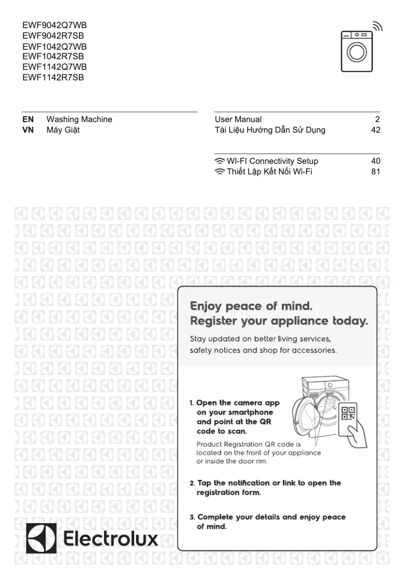 Page 1 de la notice Manuel utilisateur Electrolux EWF9042R7SB