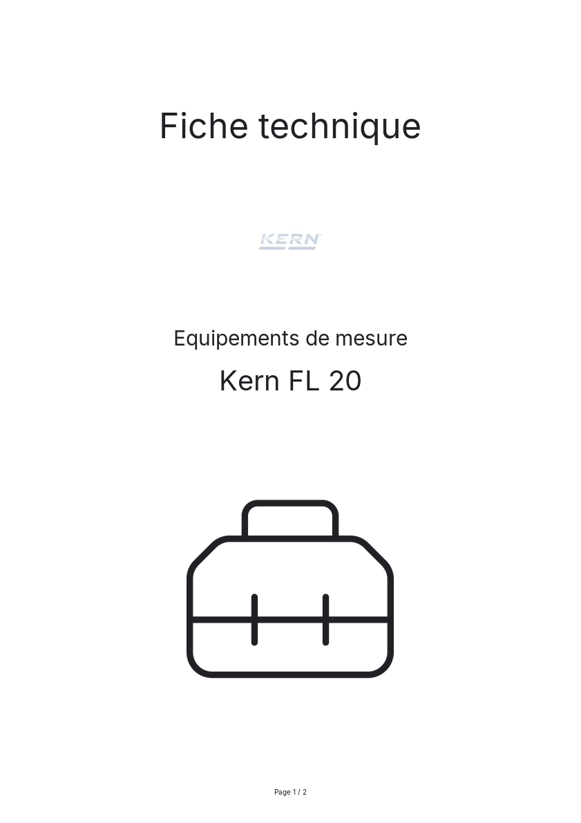 Page n°1 - Fiche technique Kern FL 20