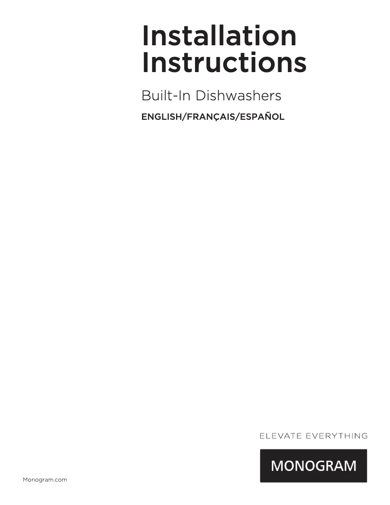 Page n°1 - Guide d'installation Monogram ZDT165SILII