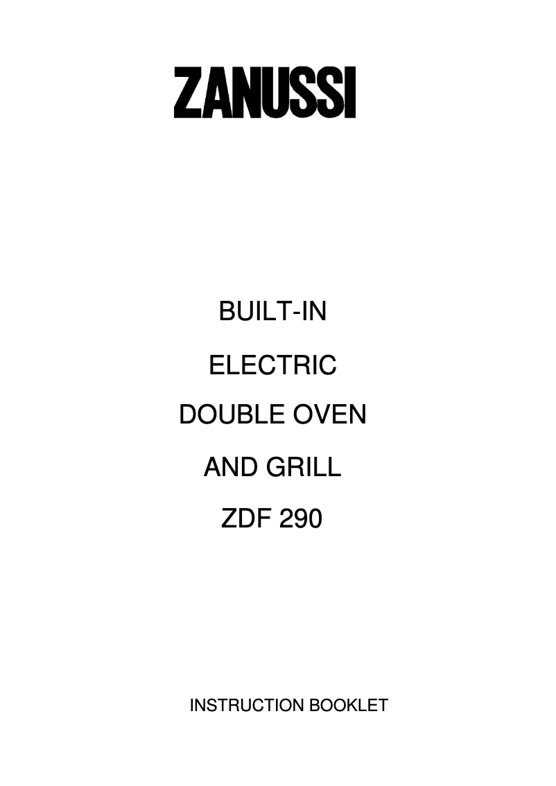 Page n°1 - Manuel utilisateur Zanussi ZDF290B