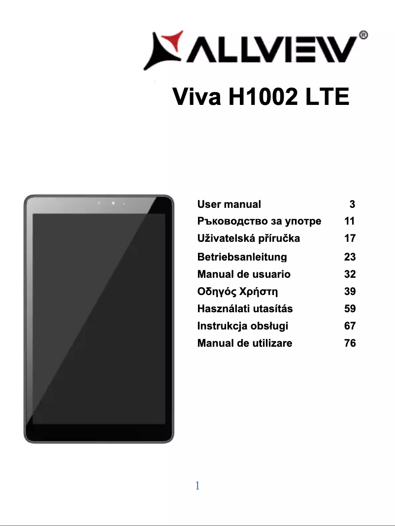 Page 1 de la notice Manuel utilisateur Allview Viva H1002 LTE