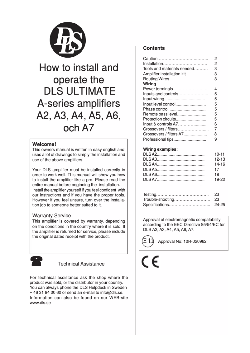 Page n°1 - Manuel utilisateur DLS Ultimate A7