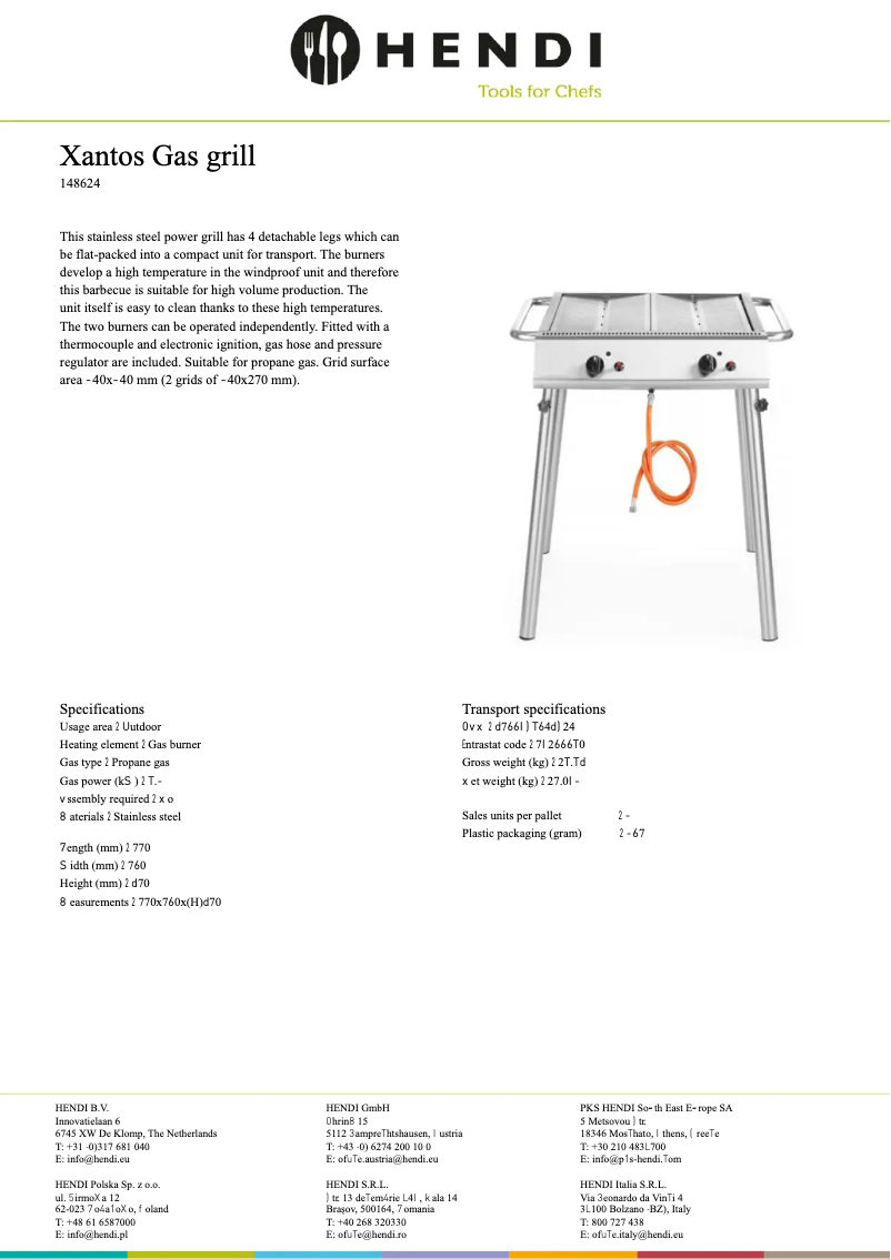 Page 1 de la notice Fiche technique Hendi 148624